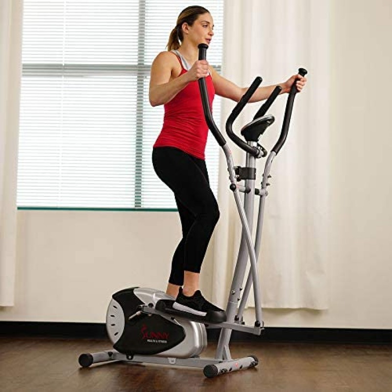 Sunny Health & Fitness SF-E905 Elliptical Machine Cross Trainer with 8 Level Resistance and Digital Monitor