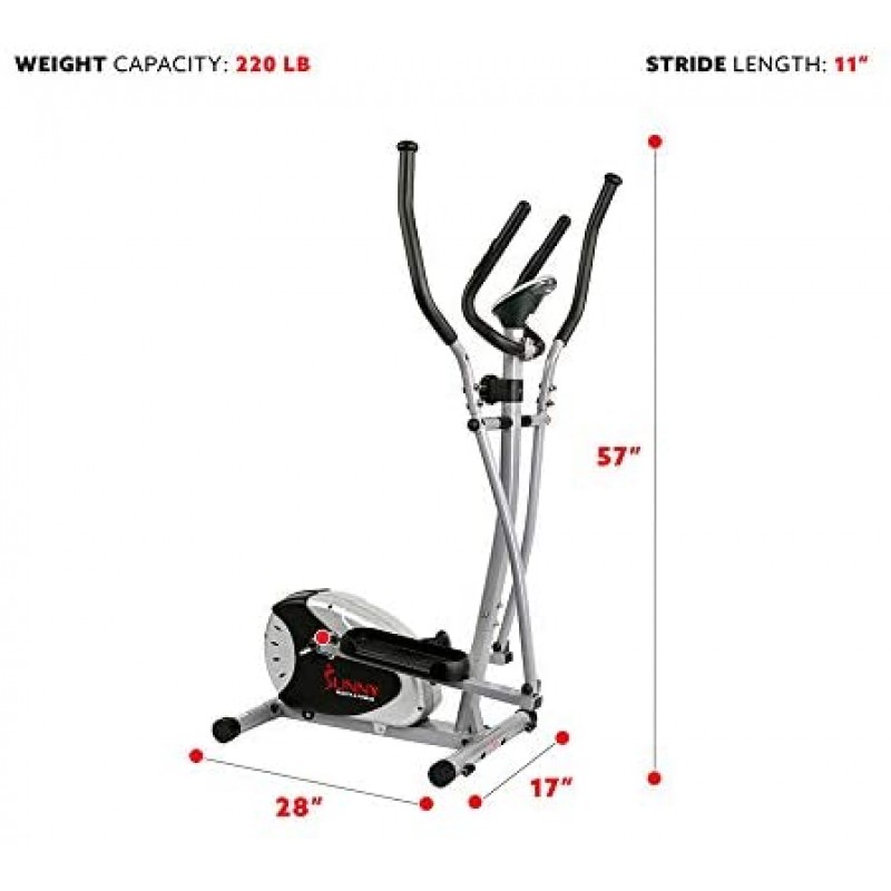 Sunny Health & Fitness SF-E905 Elliptical Machine Cross Trainer with 8 Level Resistance and Digital Monitor