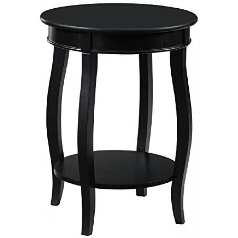 Powell Furniture Round Table with Shelf, Black