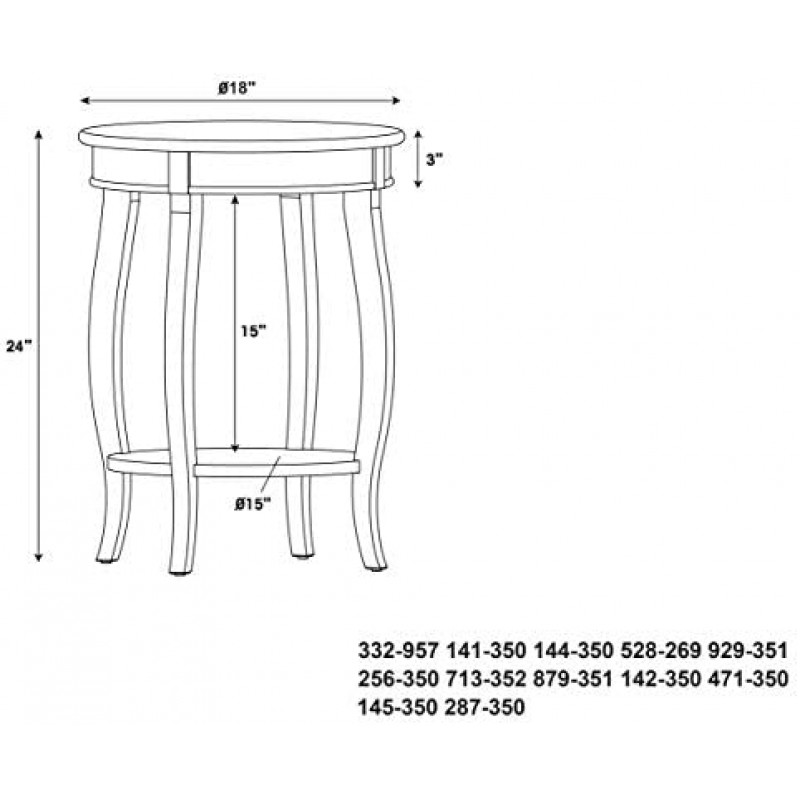 Powell Furniture Round Table with Shelf, Black