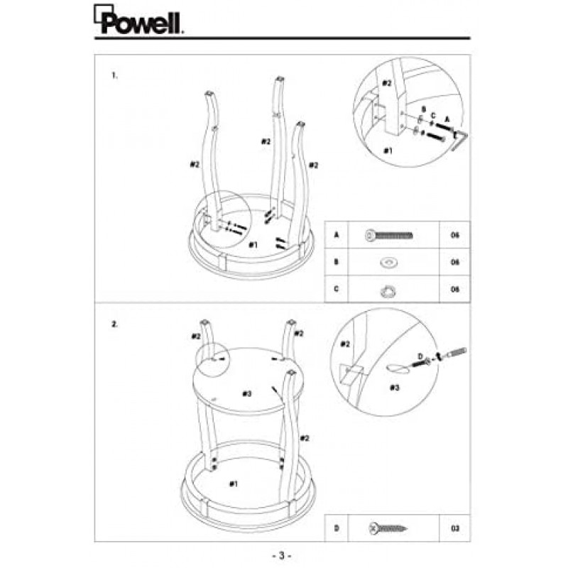 Powell Furniture Round Table with Shelf, Black