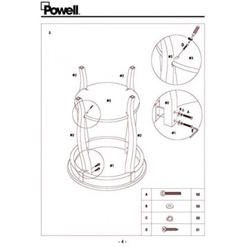 Powell Furniture Round Table with Shelf, Black