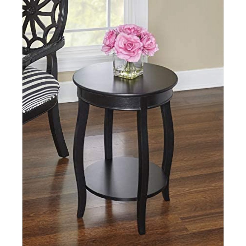 Powell Furniture Round Table with Shelf, Black