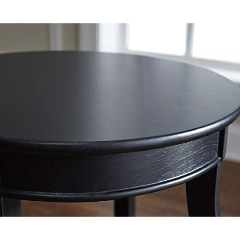 Powell Furniture Round Table with Shelf, Black