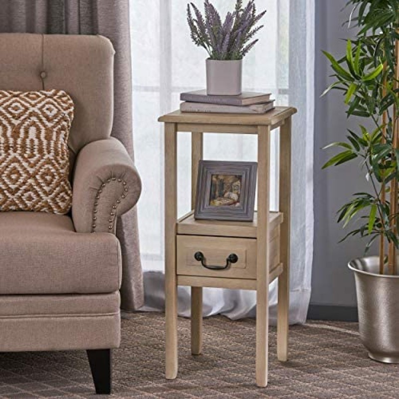 Christopher Knight Home Rivera Acacia Wood Accent Table, Brushed Morning Mist