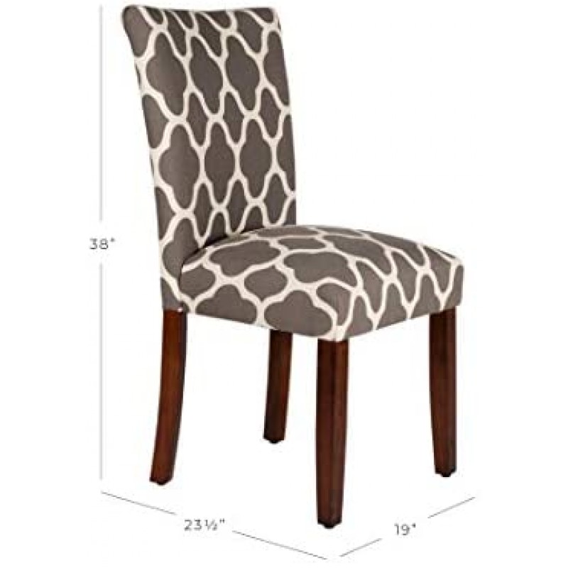 HomePop Parsons Classic Upholstered Accent Dining Chair, Set of 2, Grey and Cream Geometric