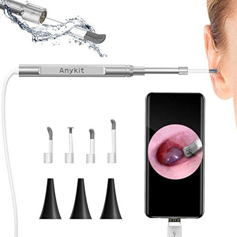 Anykit Ear Wax Removal Tool, HD Otoscope for Android and PC-NOT for iPhone/iPad, Ultra Clear View Ear Camera with Wax Remover, Ear Endoscope with LED Lights, Ear Cleaning Camera with Ear Spoon