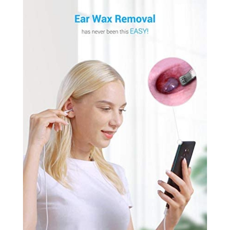 Anykit Ear Wax Removal Tool, HD Otoscope for Android and PC-NOT for iPhone/iPad, Ultra Clear View Ear Camera with Wax Remover, Ear Endoscope with LED Lights, Ear Cleaning Camera with Ear Spoon