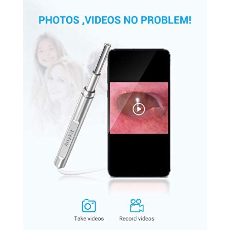 Anykit Ear Wax Removal Tool, HD Otoscope for Android and PC-NOT for iPhone/iPad, Ultra Clear View Ear Camera with Wax Remover, Ear Endoscope with LED Lights, Ear Cleaning Camera with Ear Spoon