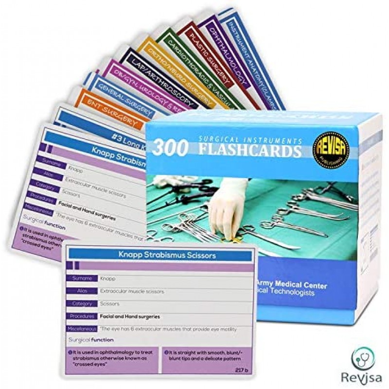 Surgical Instrumentation Flashcard for Technologists Exam,For Medical Students,Operating Room Nurses. Illustrated Instrument Index Cards for General Surgery Ob/Gyn Cardio,Orthopedics,Vascular 2