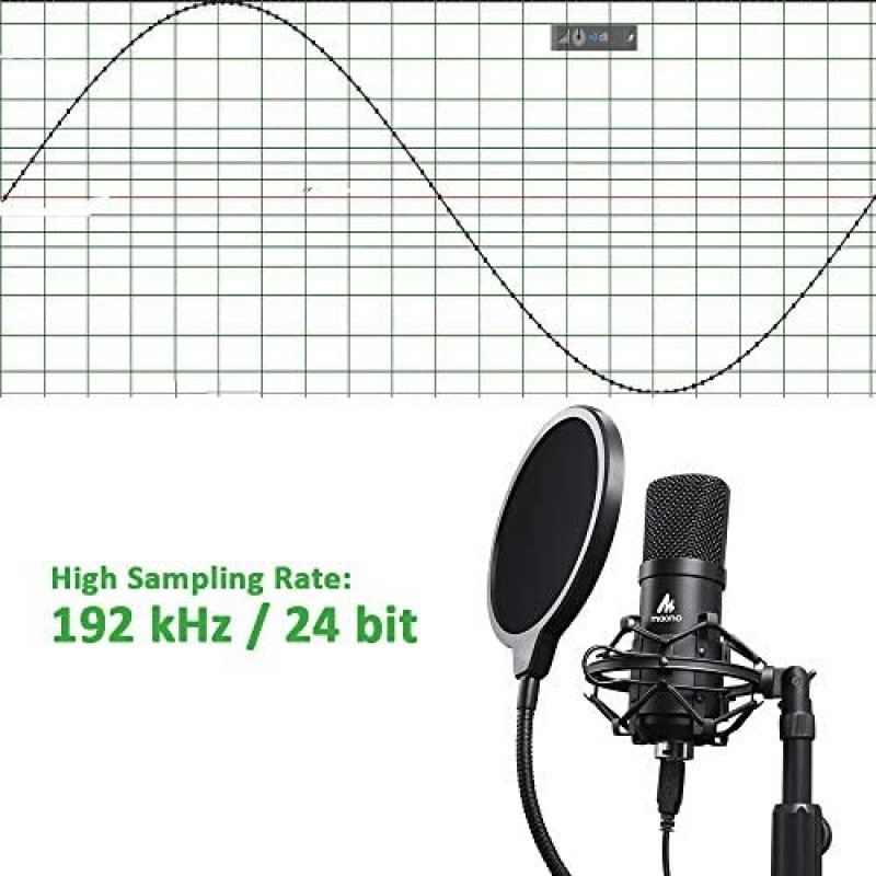 USB Microphone Kit 192KHZ/24BIT MAONO AU-A04T PC Condenser Podcast Streaming Cardioid Mic Plug & Play for Computer, YouTube, Gaming Recording