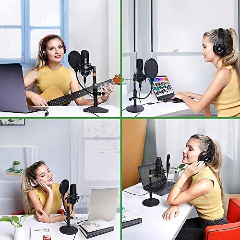 USB Microphone Kit 192KHZ/24BIT MAONO AU-A04T PC Condenser Podcast Streaming Cardioid Mic Plug & Play for Computer, YouTube, Gaming Recording