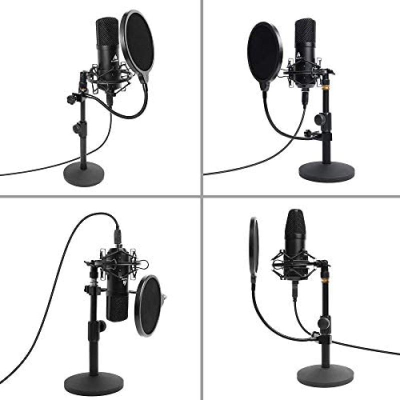 USB Microphone Kit 192KHZ/24BIT MAONO AU-A04T PC Condenser Podcast Streaming Cardioid Mic Plug & Play for Computer, YouTube, Gaming Recording