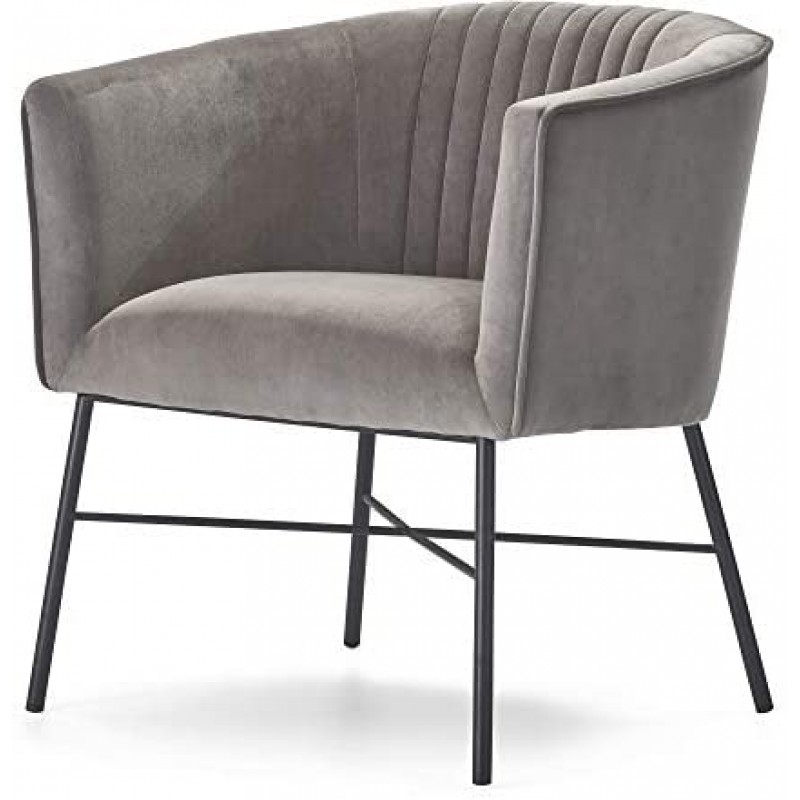 Adore Decor Leone Upholstered Accent Chair Velvet Tufted Comfy Back Cushion Club Armchair, Modern Living Room Furniture for Small Spaces, Comfortable Gray