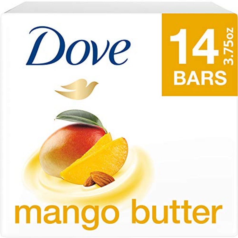 Dove Beauty Bar To Moisturize Dry Skin With Mango Butter More Moisturizing Than Bar Soap 3.75 oz 14 Bars