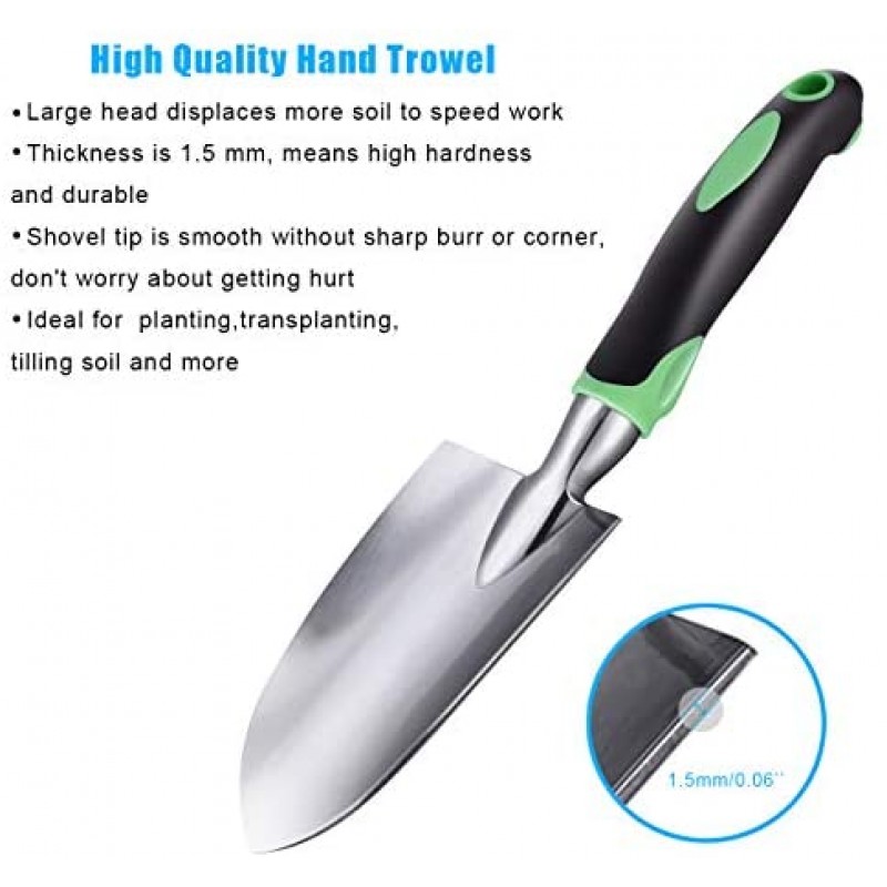 ZUZUAN Garden Tool Set, 3 Pack Garden Hand Shovels Aluminum Alloy Garden Trowels with Ergonomic Rubberized Non-Slip Grip, Included Trowel, Transplant Trowel and Cultivator Hand Rake