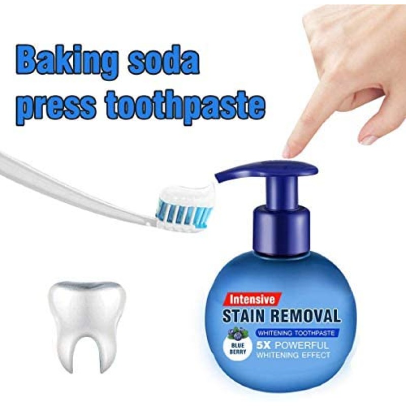 Intensive Stain Removal Whitening Toothpaste Baking Soda Fight Bleeding Gums Power Cleaning Fluoride-Free Natural Press Toothpaste