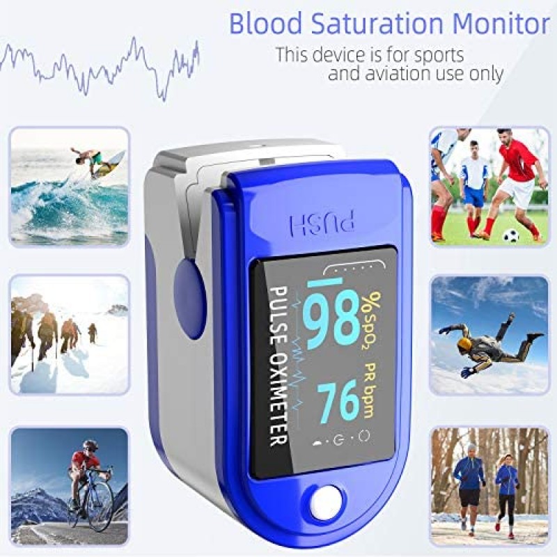 Pulse Oximeter Fingertip, Blood Oxygen Saturation Monitor Fingertip, Blood Oxygen Meter Finger Oximeter Finger with Pulse, O2 Monitor Finger for Oxygen