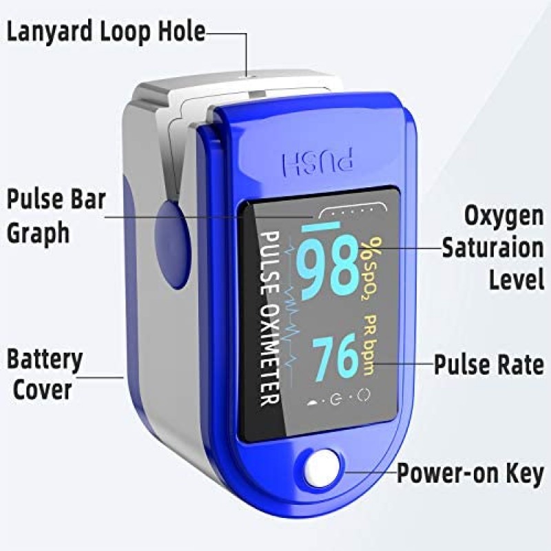 Pulse Oximeter Fingertip, Blood Oxygen Saturation Monitor Fingertip, Blood Oxygen Meter Finger Oximeter Finger with Pulse, O2 Monitor Finger for Oxygen