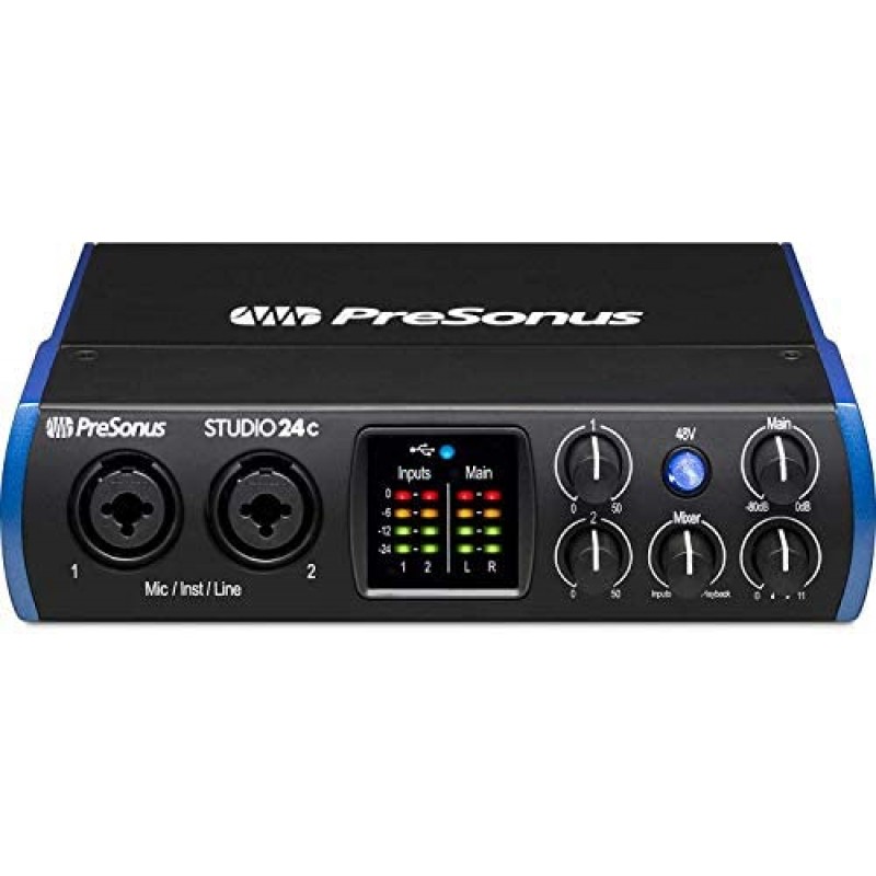 PreSonus Studio 24c 2x2 USB Type-C Audio/MIDI Interface Studio Bundle with Studio One Artist Software Pack