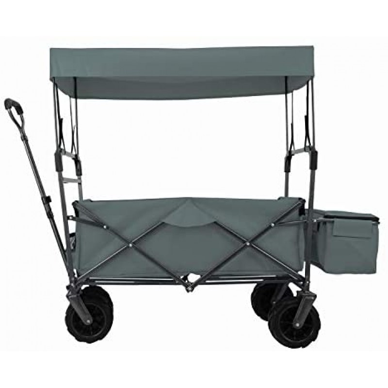 EXTEC Folding Stroller Wagon Collapsible with Canopy Outdoor Sport Baby Trolley Garden Utility Shopping Travel Beach Wagon/Cart - Easy Setup NO Tool Needed (Grey)