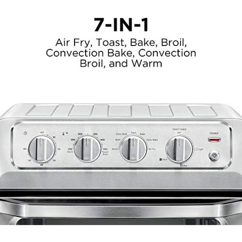 Chefman 20L Air Fryer Toaster Oven, 7-in-1 Combo w/Convection Bake & Broil, Auto Shut-Off, 60 Min Timer, Fry Oil-Free, Nonstick Interior, Accessories & Cookbook Included, Stainless Steel