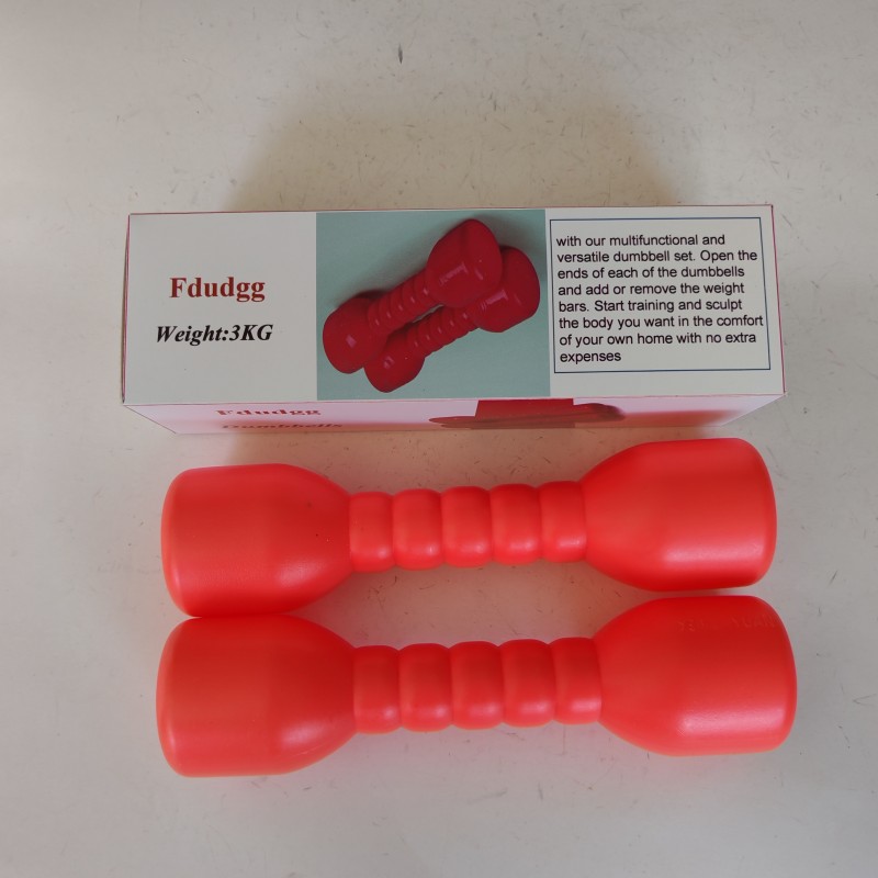 Fdudgg Dumbbells For Fitness Coated Non-Slip Grip Red 3KG 2PCS