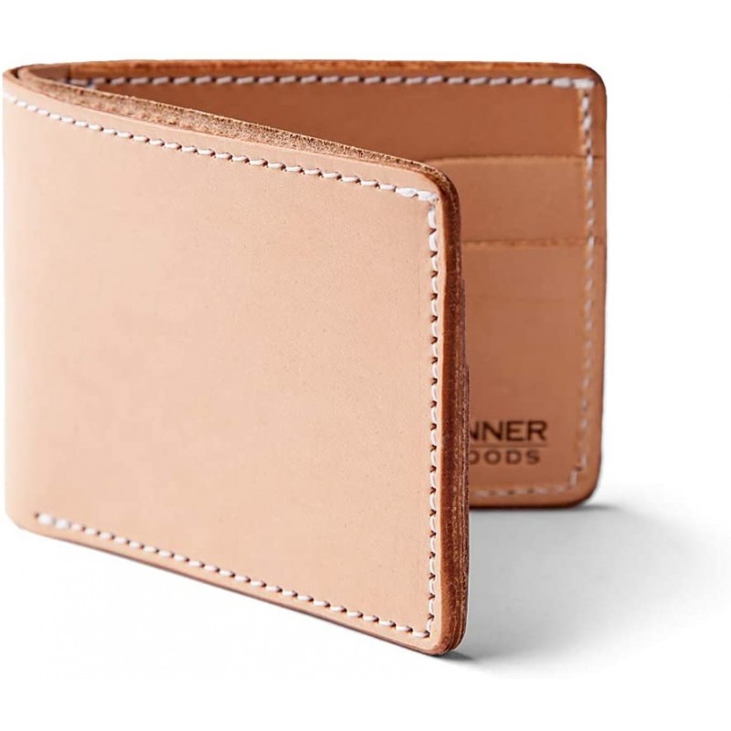 Tanner Goods | Utility Bifold Traditional 4 Card Slot Wallet, Natural Tooling Leather