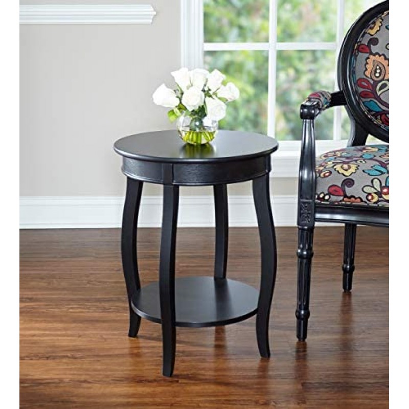 Powell Furniture Round Table with Shelf, Black