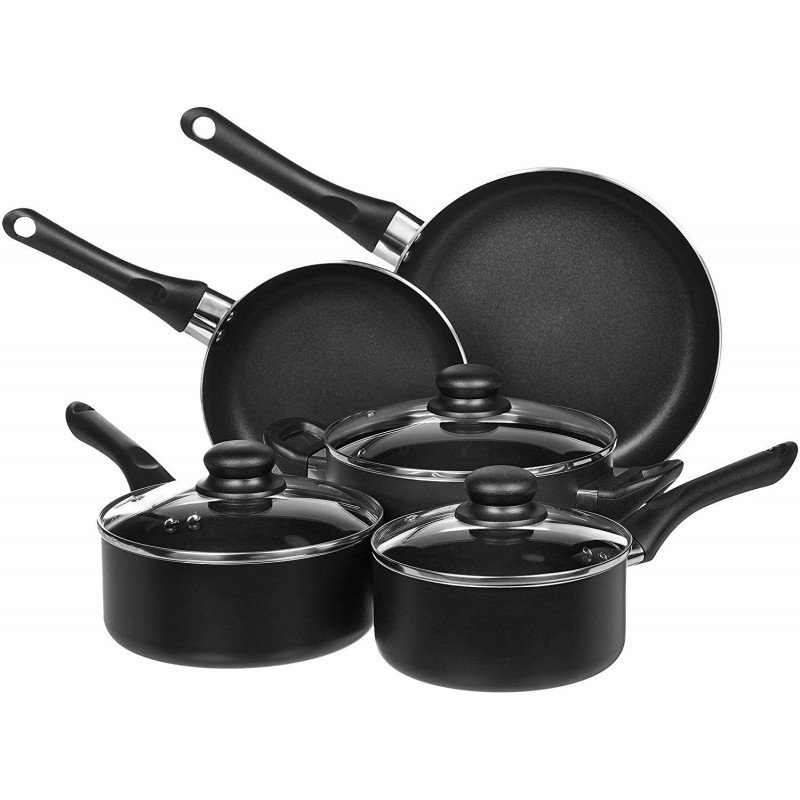 AmazonBasics Non-Stick Cookware Set, Pots and Pans...